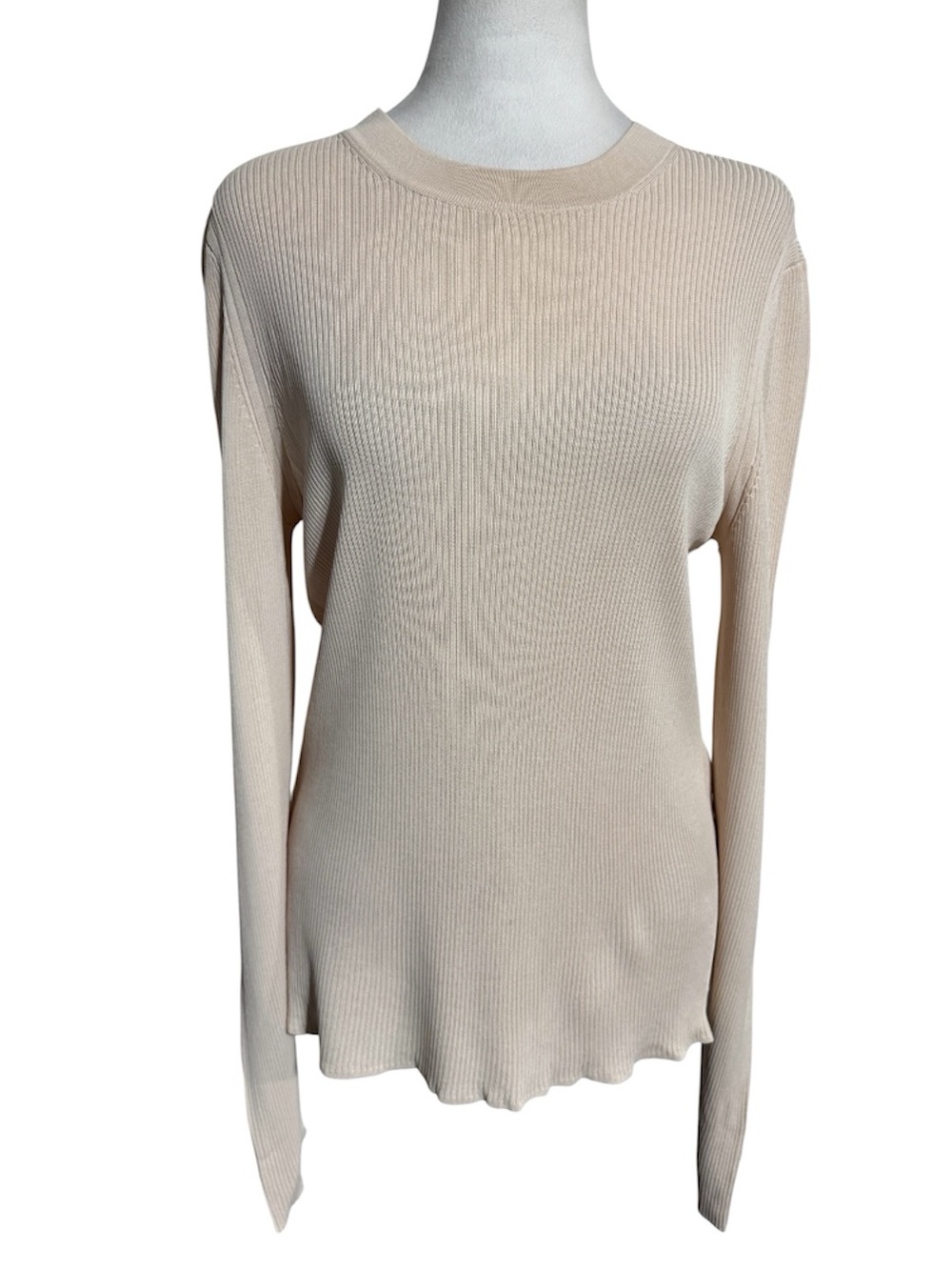Rag & Bone Lightweight Ribbed Long-Sleeve Top - Cream size large